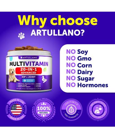 Dog Multivitamin Chewable - Dog Vitamins and Supplements with Glucosamine 20 in 1 - Senior & Puppy Multivitamin for Dogs - Pet Joint Support Health - Immunity Mobility Gut Skin - 120 Chews Multivitamin 120 Chews - Buy Online on GoSupps.com