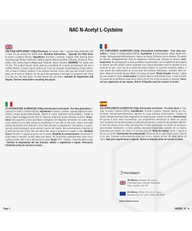 Horbaach NAcetyl Cysteine 600 mg 180 Vegan Capsules High Strength 6 Months Stock NAcetylcyste ne Supplement van Horbach - Buy Online on GoSupps.com