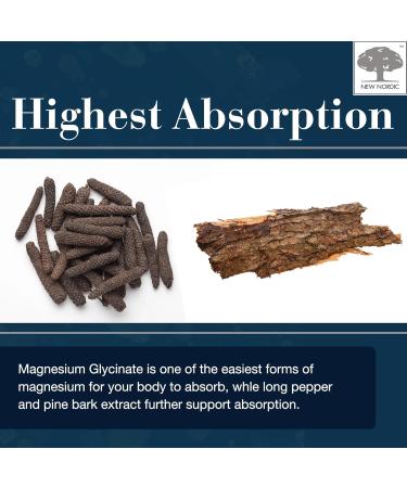 New Nordic Magnesium Glycinate 220 mg Maximum Absorption Tablets with Pine Bark & Long Pepper Gentle on Stomach for Women & Men 30 Servings - Buy Online on GoSupps.com