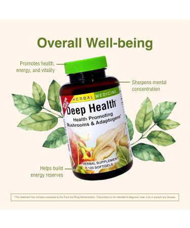 Herbs Etc. Deep Health - Daily Use Adaptogen Supplement - Aids Immune Health & Energy - with Reishi Mushroom - 120 Softgels (120 Servings) 120 Count (Pack of 1) - Buy Online on GoSupps.com