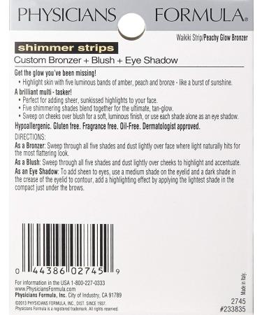 Physicians Formula Shimmer Strips Bronzer - Waikiki Strip/Peachy Glow 0.3 oz - Buy Online on GoSupps.com