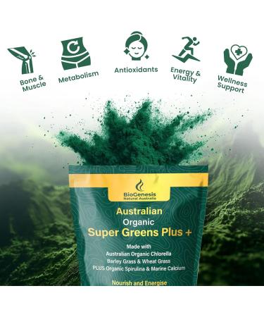 Biogenesis Energy & Immunity Set Includes Organic Chlorella Mini Tablets (300 Count) and SuperGreens Plus Powder (500g) Nutrient-Dense Australian Greens for Daily Vitality - Buy Online on GoSupps.com
