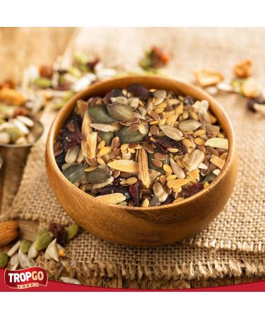Tropgo Omega Mix 200g - Premium Nuts Seeds and Dried Fruit in Resealable and Recyclable Tub - Contains Fibre Protein and Essential Minerals - Wholesome Trail Mix - Healthy Snacks for All Ages - Buy Online on GoSupps.com