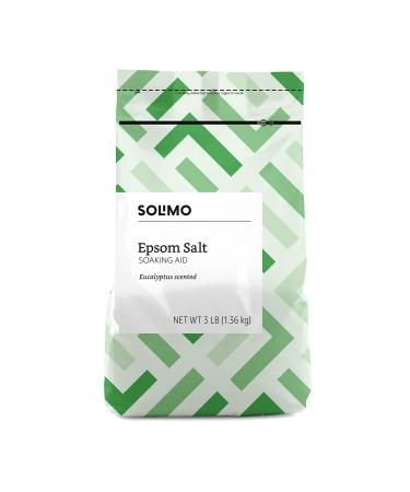 Amazon Brand - Solimo Epsom Salt Soaking Aid, Eucalyptus Scented, 3 Pound 3 Pound (Pack of 1)