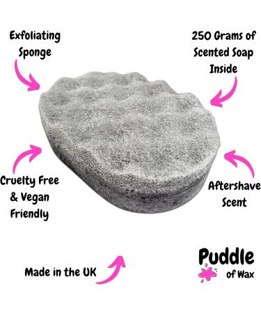 Aventos for Him Exfoliating Soap Sponge - 250g - Moisturising Shea Butter - Aftershave Scent - Vegan Friendly - Puddle of Wax - Made in The UK - Buy Online on GoSupps.com