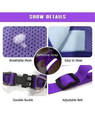 Buy Femax Soft Mesh Dog Harness & Linen Set - Adjustable Reflective Breathable for Puppies & Cats (Chest 35-40 cm) - Perfect for Walking Running & Training - Purple - Buy Online on GoSupps.com