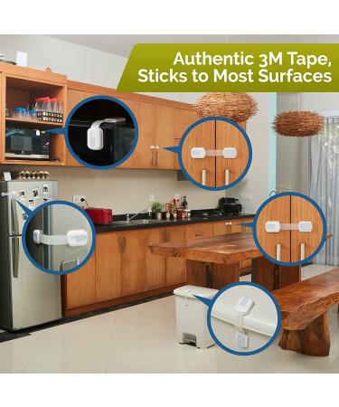 Child Safety Strap Locks (10 Pack) - Secure Cabinets, Drawers, Toilet, Fridge & More - Easy Installation, No Drilling - 3M Adhesive Pads - White/Gray - Buy Online on GoSupps.com