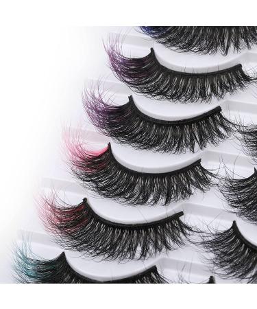 Colored Eyelashes Wispy Mink Lashes Natural Fluffy Cat Eye Lashes Strip 5D False Eyelashes 10 Pairs 5 Colors Eyelash Extension Pack by HeyAlice A-5 Colors - Buy Online on GoSupps.com
