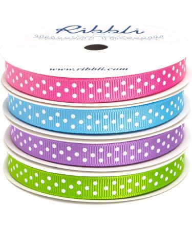 Ribbli 3/8-Inch Easter Grosgrain Polka Dot Ribbon 40 Yards - Hot Pink/Blue Mist/Hyacinth/Apple Green - Gift Wrapping & Crafts - Buy Online on GoSupps.com