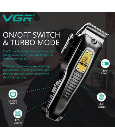 VGR Cordless Hair Clippers for Men with Taper Lever and Turbo Mode - Professional Mens Hair Cutting Kit with Ceramic Blades - Rechargeable - Buy Online on GoSupps.com
