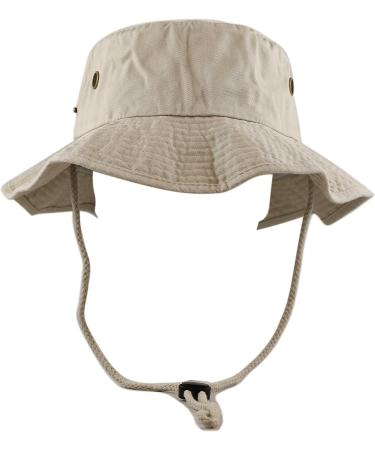 Stone-Washed Cotton Safari Wide Brim Bucket Hat in Khaki | Large-X-Large - Buy Online on GoSupps.com