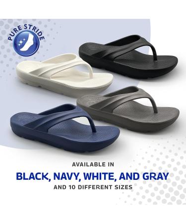 Pure Stride Orthotic Flip Flops for Women - Plantar Fasciitis & Heel Pain Relief - Black, Size 6 - Buy Online on GoSupps.com