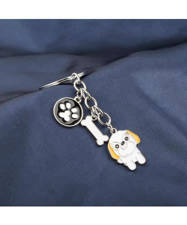 Ensianth Dog Keychain - Perfect Gift for Dog Lovers Puppy & Dog Paw Print Keyring for Dog Owners | Shih Tzu & More - Buy Online on GoSupps.com
