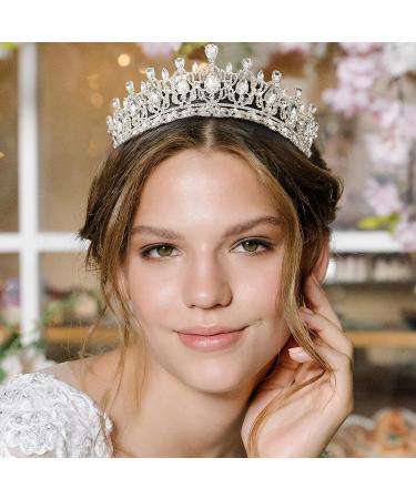 AW BRIDAL Women's Crystal Wedding Queen Crown - Silver | Headpieces for Bride, Pageant, Quinceanera, Prom - Buy Online on GoSupps.com