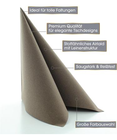 Premium Brown Napkins for Weddings & Celebrations | Prime Guest Airlaid - 50 Pack (40x40 cm Fold) - Buy Online on GoSupps.com