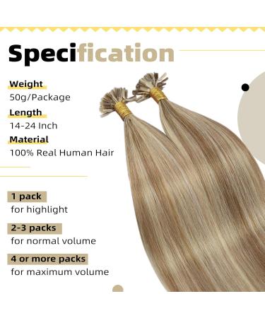 Ugeat 45cm Real Hair Keratin Extensions - U Tip 50 Strands P10/613 Light Brown & Bleach Blonde 18 Inch Remy Hair Extensions - Buy Online on GoSupps.com