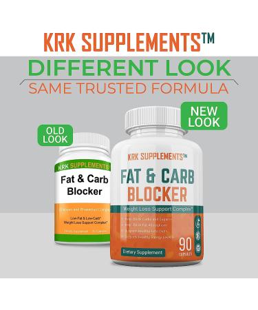 KRK Supplements Fat & Carb Blocker with White Kidney Bean Extract & Chitosan - 180 Capsules - Buy Online on GoSupps.com