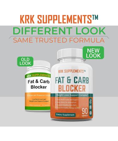 90 Capsules Fat & Carb Blocker with White Kidney Bean Extract and Chitosan - KRK Supplements - Buy Online on GoSupps.com