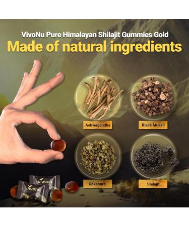 Himalayan Shilajit Gummies with Ashwagandha & Gokshura | 85+ Trace Minerals & Fulvic Acid | Organic, Non-GMO Micronutrient Supplement for Men & Women | 100% Pure & Natural 3000mg | 60 Gummies - Buy Online on GoSupps.com