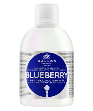 Kallos KJMN blueberry Revitalizing shampoo for dry damaged treated hair with blueberry extract and avocado oil pack of 2 2 x 1000 ml