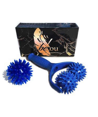 beYou massage roller with handle - Break-proof thanks to carbon insert High-quality premium massage roller - incl. gift box blue