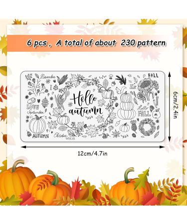 Whaline Thanksgiving Nail Art Stamping Plate Kit - Pumpkin, Maple, Autumn Blessing Collection | DIY Manicure Salon - Buy Online on GoSupps.com