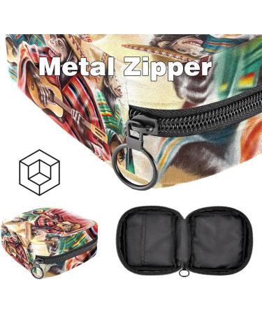 Funny Mexican Monkey Guitar Bag - Zippered Menstruation Pad & Tampon Bag for Women & Girls | Stylish Collection Bags - Buy Online on GoSupps.com