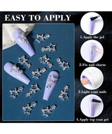OIIKI 30Pcs Alloy Star Nail Charm - Crystal Rhinestones Nail Art Dangle Charm | Women Girls DIY Manicure Jewelry - Silver - Buy Online on GoSupps.com