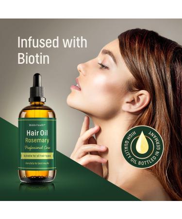 Rosemary Hair Oil with Castor Oil Biotin & Vitamin E - Strengthening Scalp Treatment for Healthy Hair Growth - Buy Online on GoSupps.com