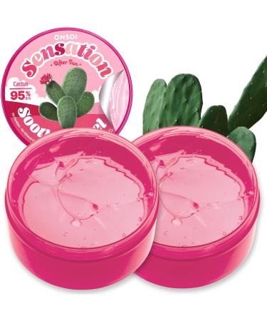 ONSOI 95% Aloe Vera Gel Cactus Soothing Gel for Sunburn Relief Hydrating Sunburn Treatment (Cactus 2PK)