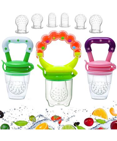 Shakar Baby Food Feeder Pacifier - 3 Pack Silicone Fruit Feeder Teethers for Babies |Baby Silicone Feeder Pacifier | Teething Feeder | Baby Fruit Pacifier Feeder| Silicone Feeder for Infants (Mix)