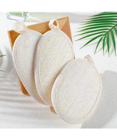 Exfoliating Loofah Sponge Pads - 3 Pcs Natural Body & Facial Scrubber for Men & Women | Deep Cleaning Soft Luffa for Dry Skin | International Shipping Available - Buy Online on GoSupps.com