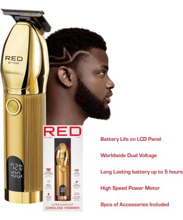 Red by Kiss Cordless Hair & Beard Trimmer for Men Water-Proof Professional Rechargeable Hair Clipper LCD Display Precision Blade Trimmer - Buy Online on GoSupps.com