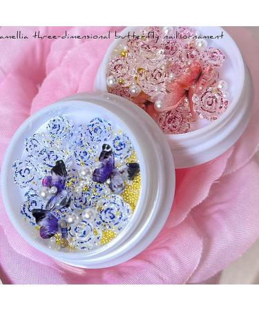 6 Boxes 3D Butterfly Rose Flower Nail Charms - Pink, Black, Blue Mix - Buy Online on GoSupps.com
