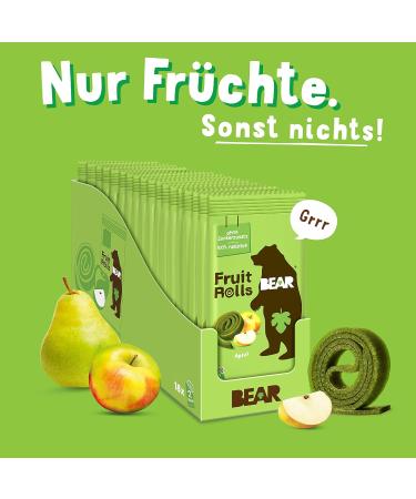 Buy Bear Fruit Rolling Apple | 100% Natural Healthy Snack | No Added Sugar | 18 Bags x 20g | Perfect for Kids & Adults - Buy Online on GoSupps.com