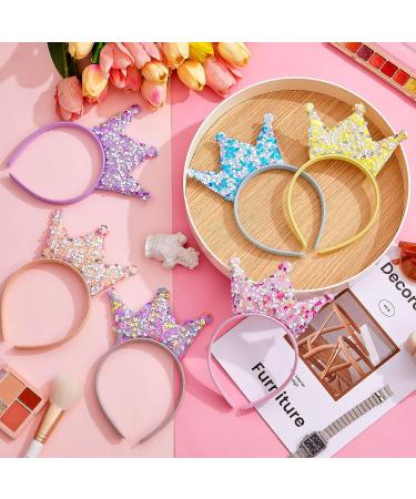 Juexica Sequin Crown Headbands - 12 Pack Princess Party Favors for Girls & Women - Glitter Elastic Tiaras in Pink, Blue, Purple & More - Buy Online on GoSupps.com