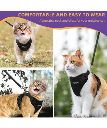 Adjustable Cat Harness and Leash Set for Outdoor Walking Soft Breathable Mesh Cat Harness with Reflective Strips Escape Proof Safe Cat Vest Harness Black (S) - Buy Online on GoSupps.com