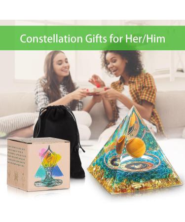 Sagittarius Constellation Orgonite Pyramid with Tiger Eye Stone Birthstone - Astrology Energy Healing Meditation Gift - Buy Online on GoSupps.com