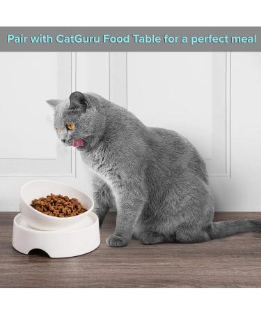 CatGuru Ceramic Cat Food Bowl - No Spill, Stress-Free Whisker Relief, Non-Skid - High-Low White - Buy Online on GoSupps.com