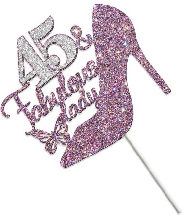 Tenhaisi 45 & Fabulous Lady Cake Topper Purple Sliver Glitter 45th Birthday Party Decoration Happy 45th Birthday Decoration Women 45th Birthday/Wedding Celebration/Anniversary Party Supplies - Buy Online on GoSupps.com
