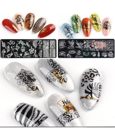 NICENEEDED Snake Nail Art Stamping Plates Set 6Pcs Nail Stamp Templates with Nail Stamper & Nail Scraper Leaves Flowers Animal Nail Plate for DIY Nail Decor Style 1 - Buy Online on GoSupps.com