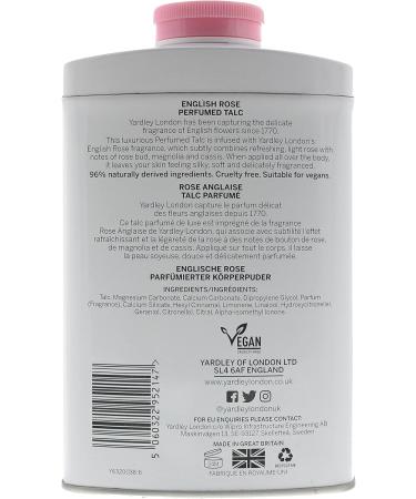Yardley London English Rose Tin Talc 200g - Pack of 1 | Delicately scented talcum powder - Buy Online on GoSupps.com