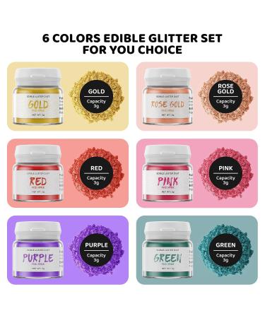 Wwtop Edible Glitter - 3g x 6 Colors Tasteless Food Glitter for Drinks Chocolate Cakes & Cocktails - Buy Online on GoSupps.com