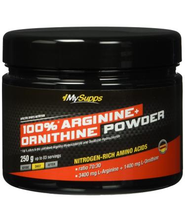 MySupps-L-Arginine + L-ornithine high-dose amino acids complex 3400mg L-arginine & 1400mg L-ore HCL Pro portion pre Workout Boost for athletes and athletes made in germany- 250g powder