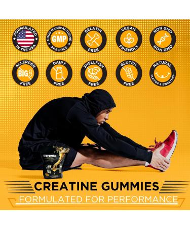 Creatine Monohydrate Gummies - 5g Vegan Formula for Muscle Growth & Endurance - Gluten-Free Non-GMO Made in USA - 90ct Lemon Flavor - Buy Online on GoSupps.com