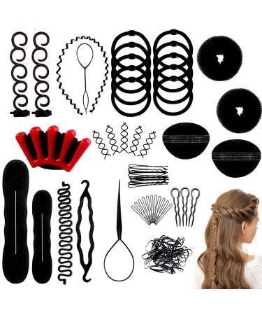 JALCH 27-Piece Hair Styling Accessories - Magic Spiral Braid & Design Tools Kit for Women - DIY Hair Accessories for Creative Hairstyles Includes Bun Maker Twist Styling Clips & Braiding Tools