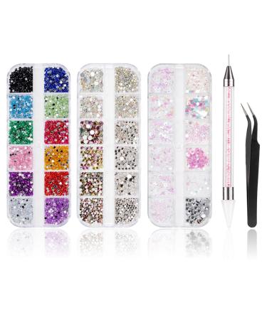 5600 pieces of rhinestones nail nail art 36 colors glitter stones decorations nail stones for nail art including wax pencil for rhinestones and rhinestones - Buy Online on GoSupps.com