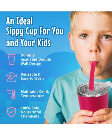 Kichuzl Colorful Straw Cups Pack of 2 - Stainless Steel Toddler Cup Set (Rose/Blue) - Buy Online on GoSupps.com