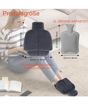 Electricity-Free Foot Warmer | 2L Heated Foot Bottle | Super Soft Winter Heating Mat for Cold Feet - Gray 38x32cm - Buy Online on GoSupps.com