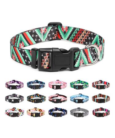 Mercano dog collar adjustable soft nylon comfort & robust patterned dog collar for small medium -sized dog puppies (M ethnic green) m ethnic green - Buy Online on GoSupps.com